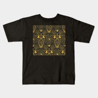 Halloween nightmare lace yellow on black Kids T-Shirt